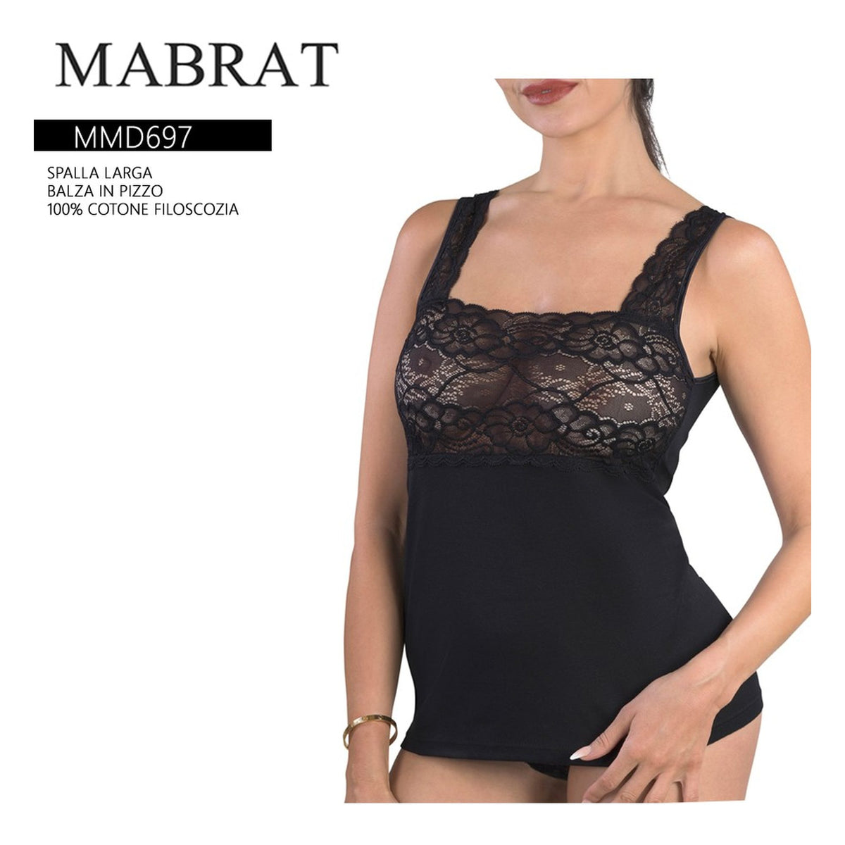 Canotta donna s/l MMD697 MABRAT Nero all'Ingrosso