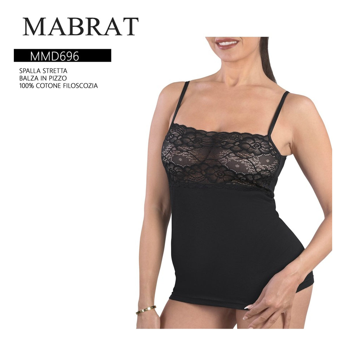 Canotta donna s/s MMD696 MABRAT Nero all'Ingrosso