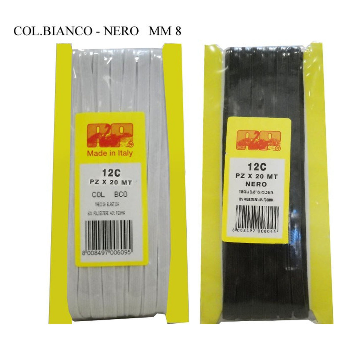 Elastico Treccia Bordata N°12 mm.8 pezze da mt.20 all'Ingrosso