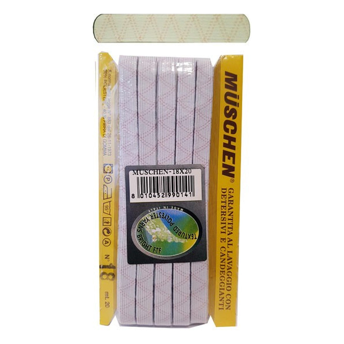 Elastico Treccia Muschen N°18 mm.12 pezze da metri 2 all'Ingrosso
