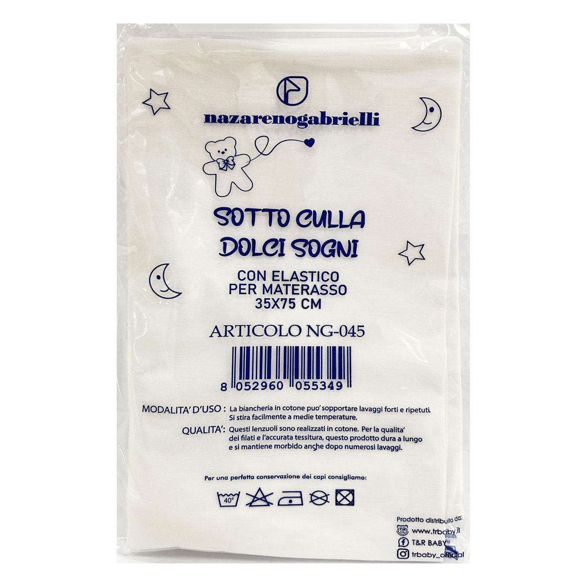 Lenzuolo sotto culla 045 35x75 cm nazarenogabrielli all'Ingrosso