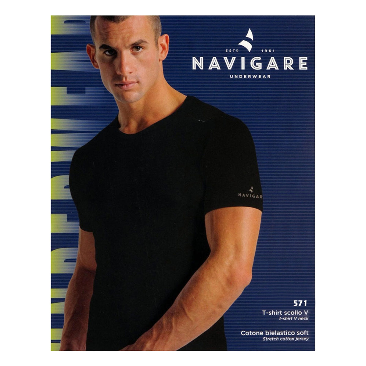 Maglia scollo a V Navigare cotone art.B2Y571 pz.3 all'Ingrosso