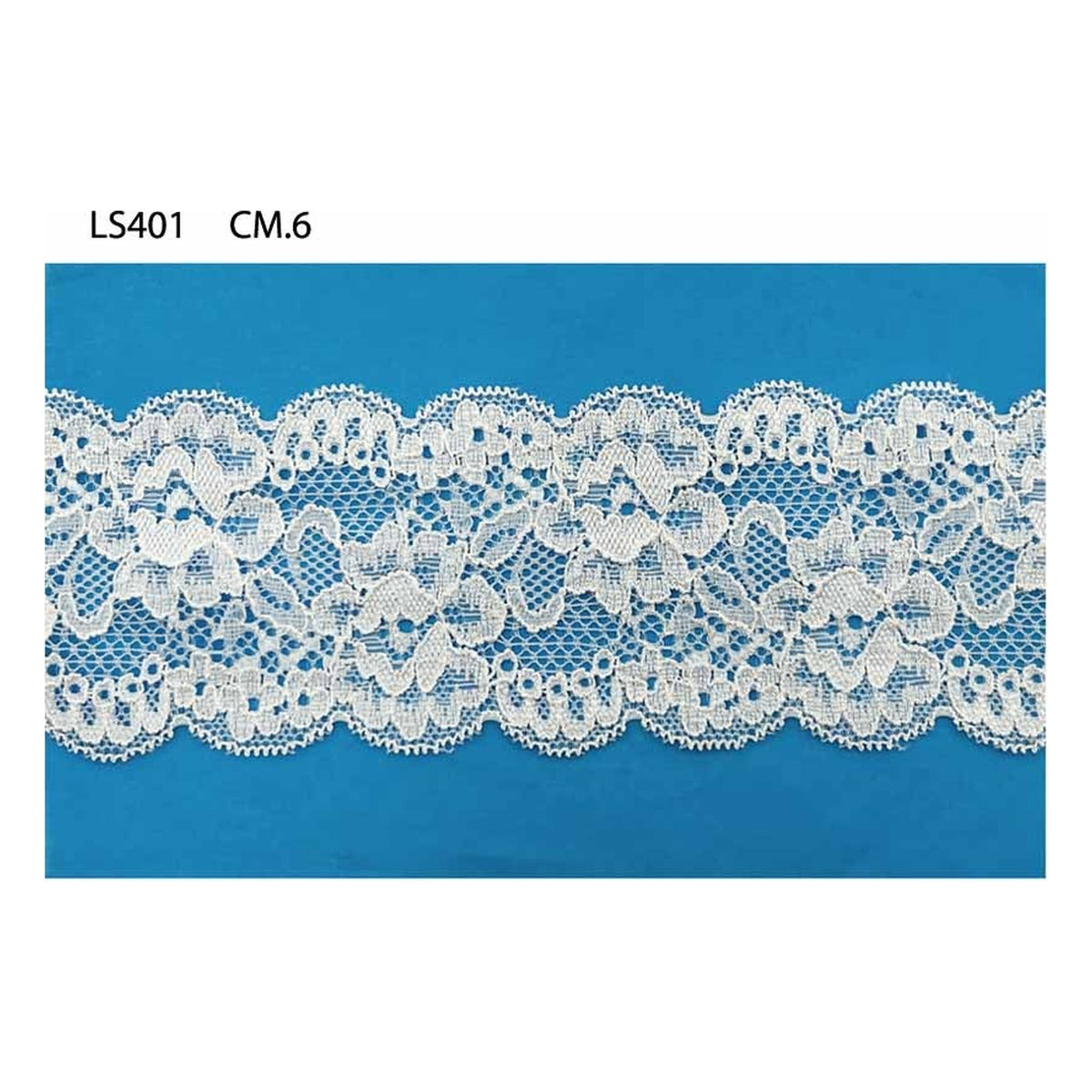 Merletto Nylon elastico LS401 mt.20 Bianco - Nero - Colorato all'Ingrosso