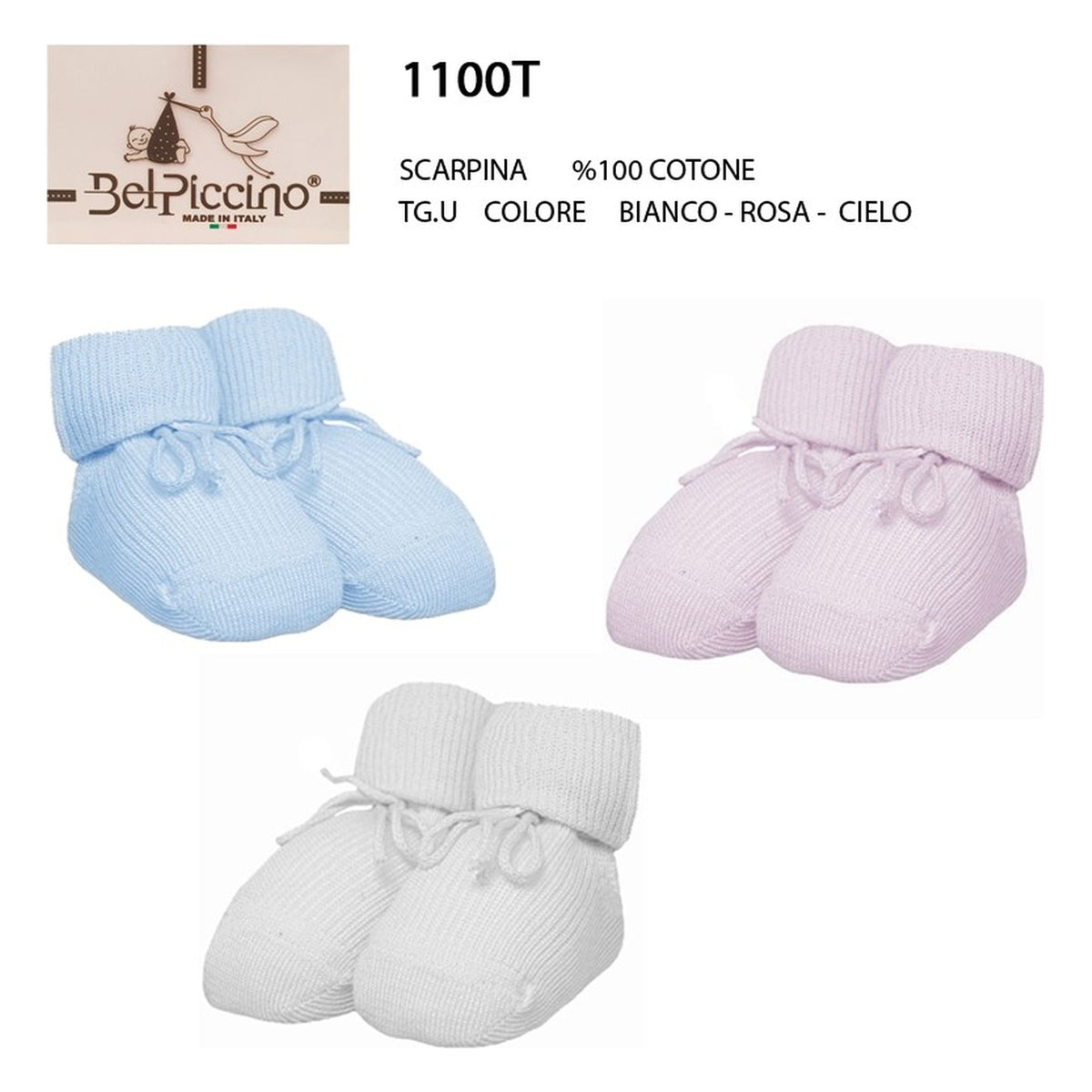 Scarpina Bel Piccino art.1100T %100 COTONE all'Ingrosso