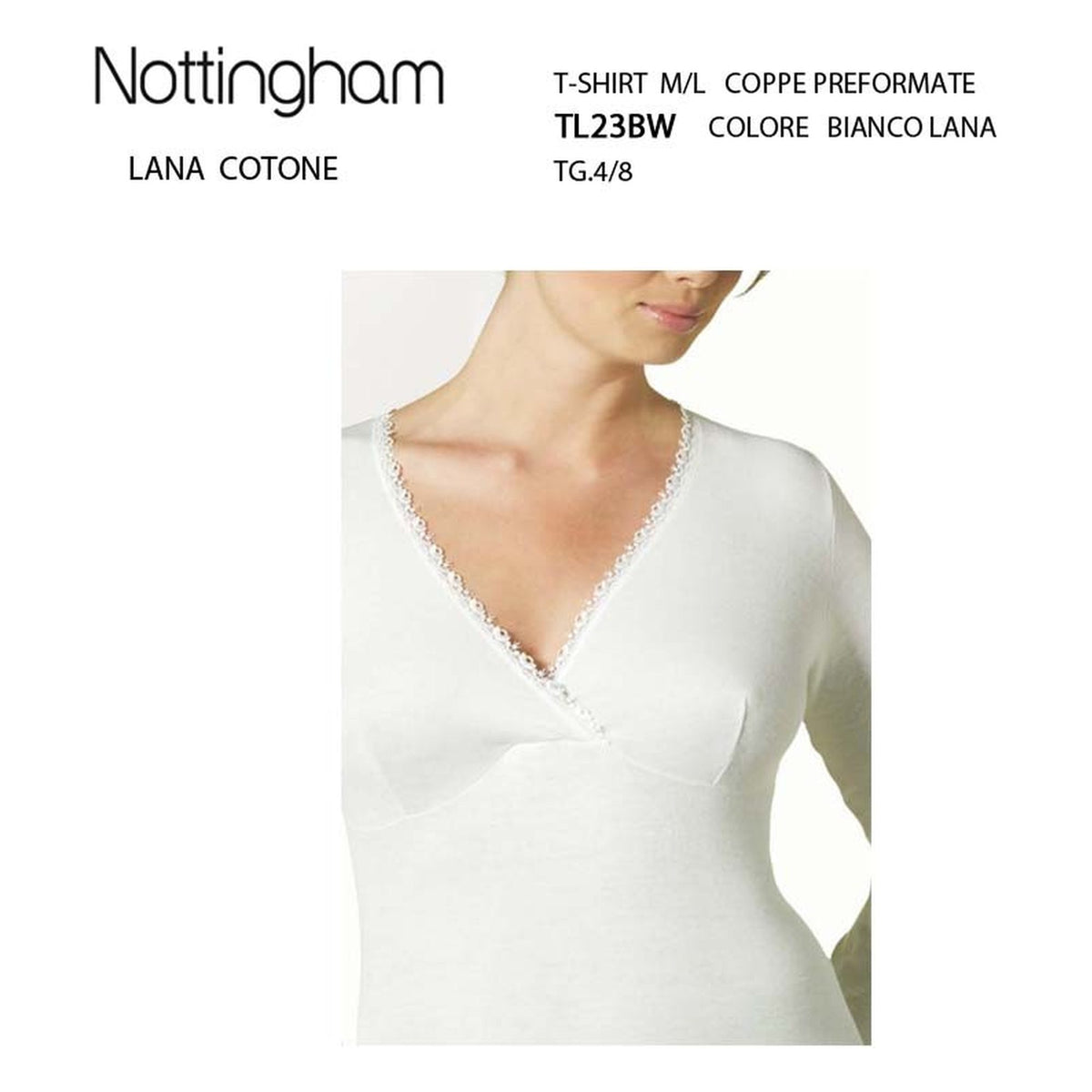 T-shirt M/L Nottingham art.TL23BW lana cotone all'Ingrosso