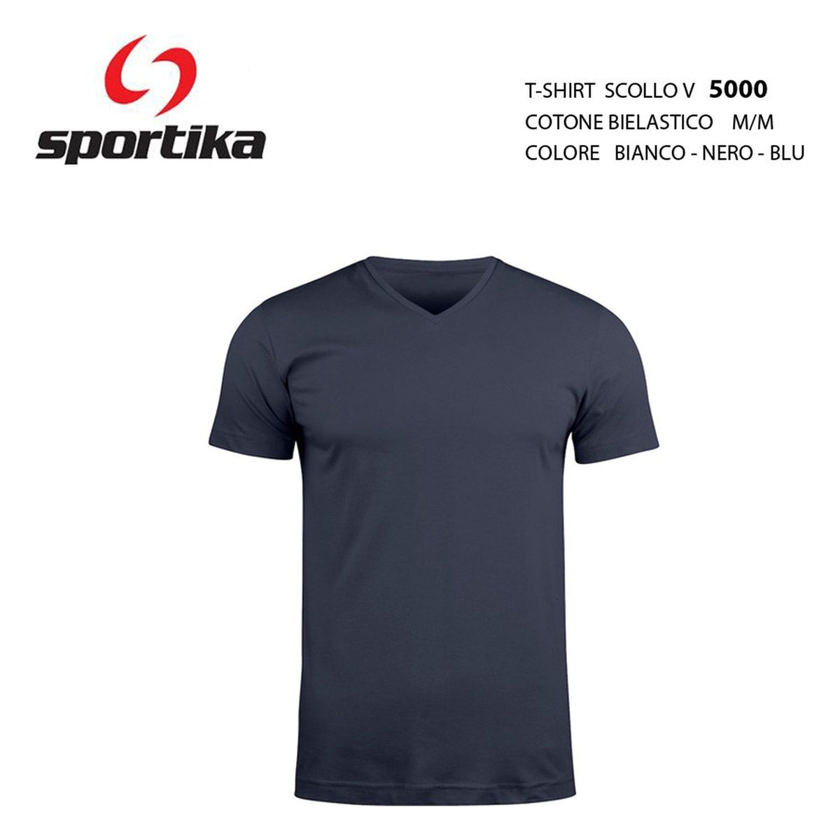 T-shirt uomo scollo V 5000 Sportika all'Ingrosso