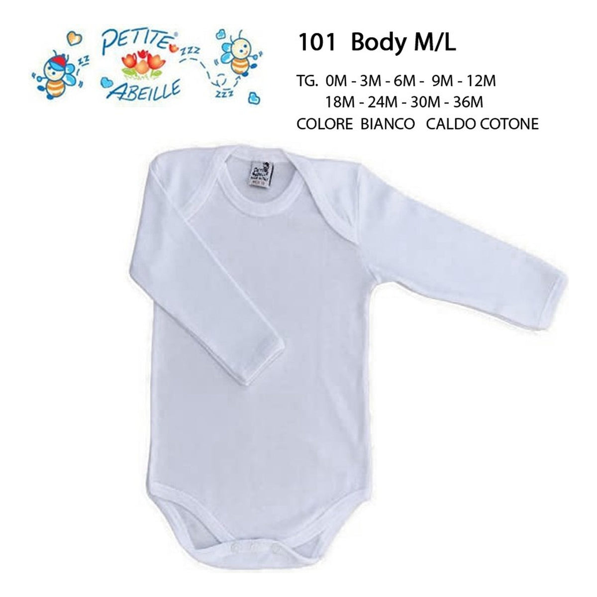 Body m/l Petite Abeille art.101 CALDO COTONE all'Ingrosso