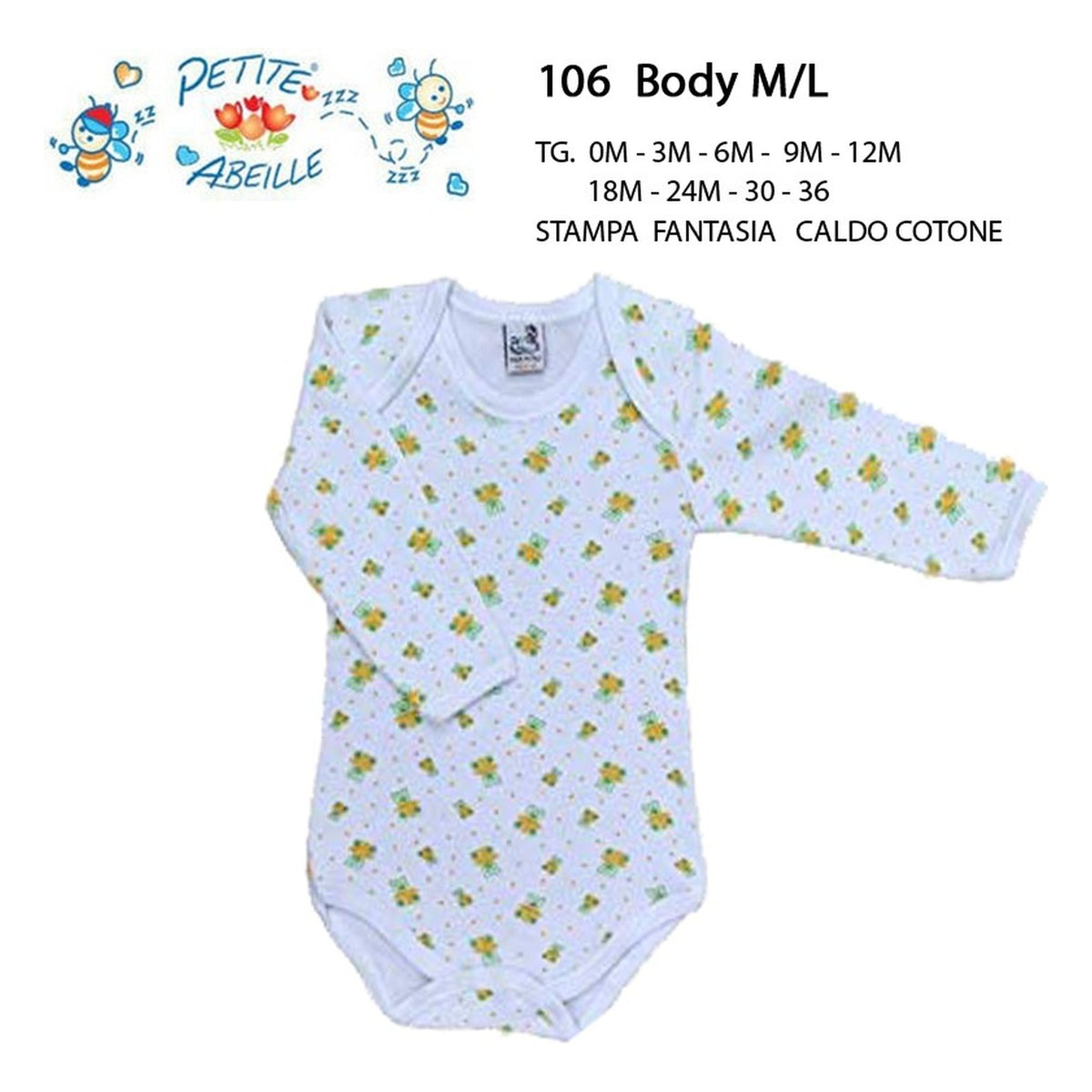 Body m/l Petite Abeille art.106 pz.6 CALDO COTONE all'Ingrosso