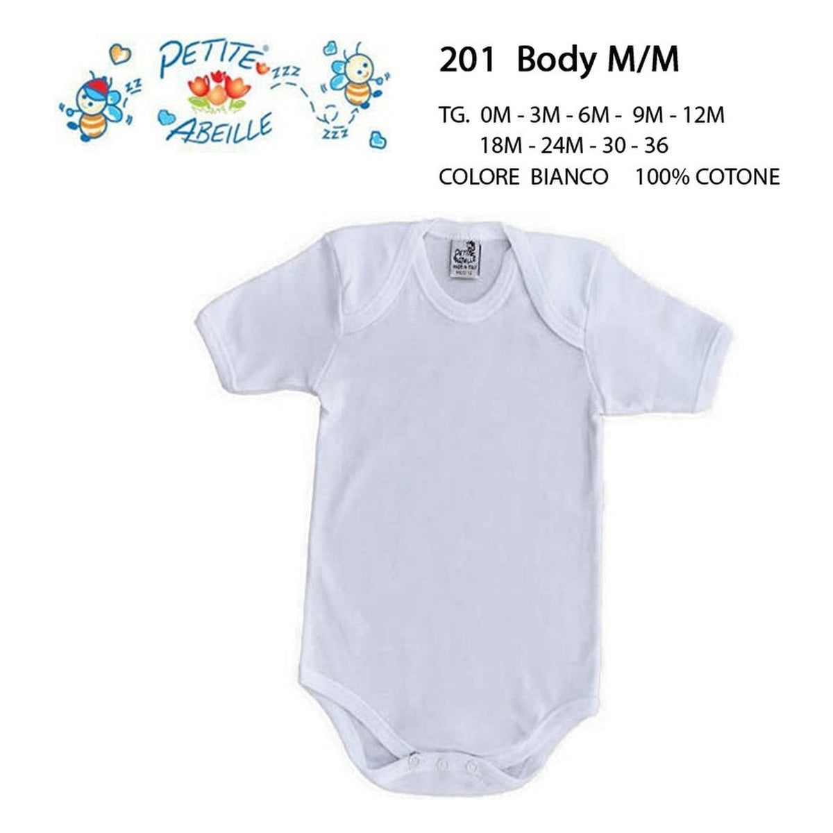 Body m/m Petite Abeille art.201 pz.6 all'Ingrosso