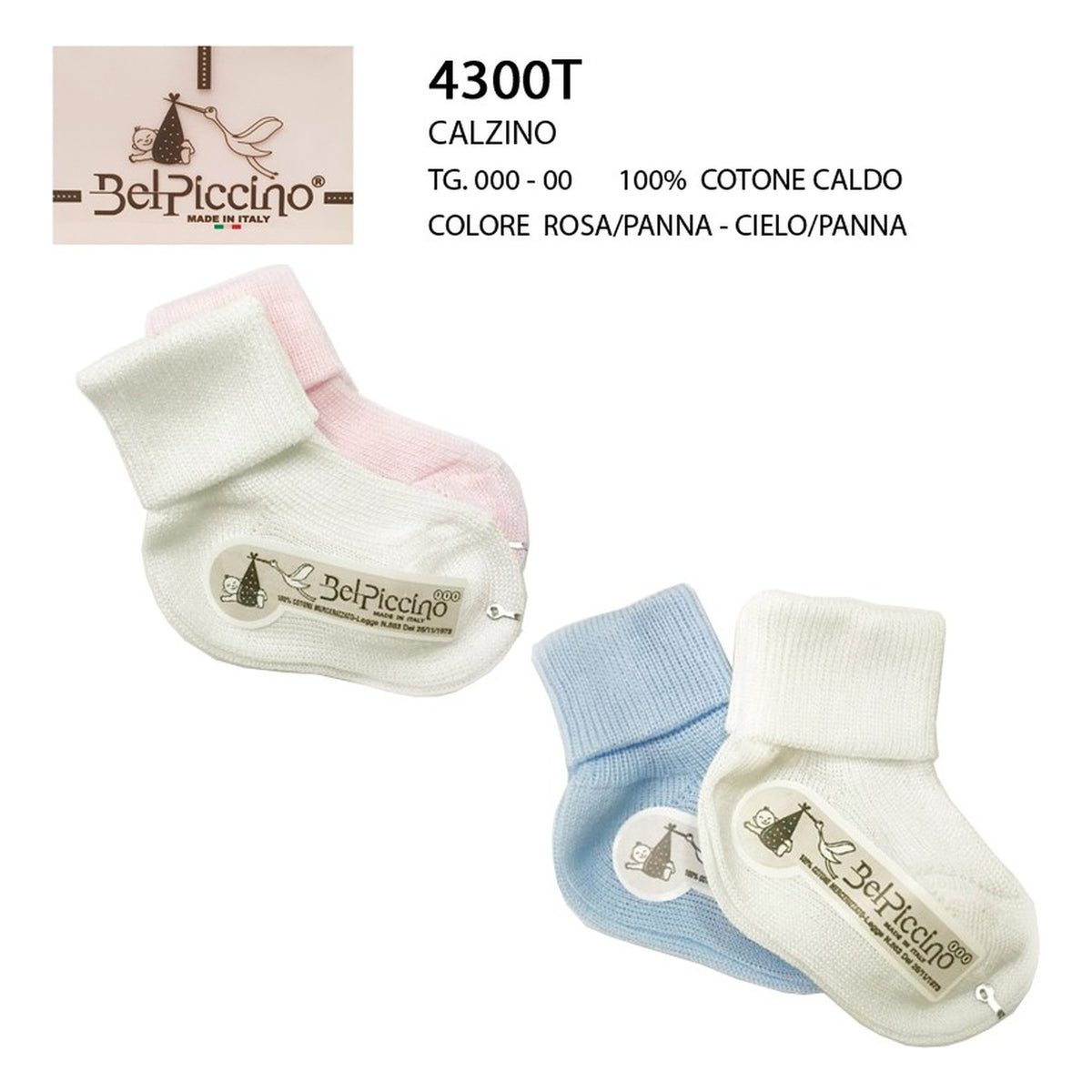 Calzino Bel Piccino art.4300T pz.6 CALDO COTONE all'Ingrosso