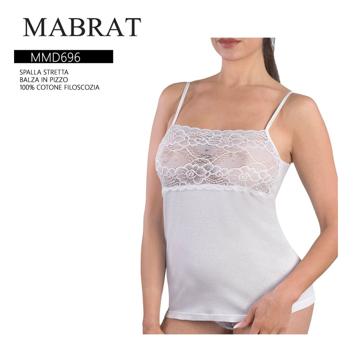 Canotta donna s/s MMD696 MABRAT Bianco all'Ingrosso