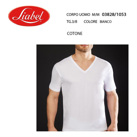 Corpo uomo scollo V m/m Liabel art.03828/1053 cotone all'Ingrosso