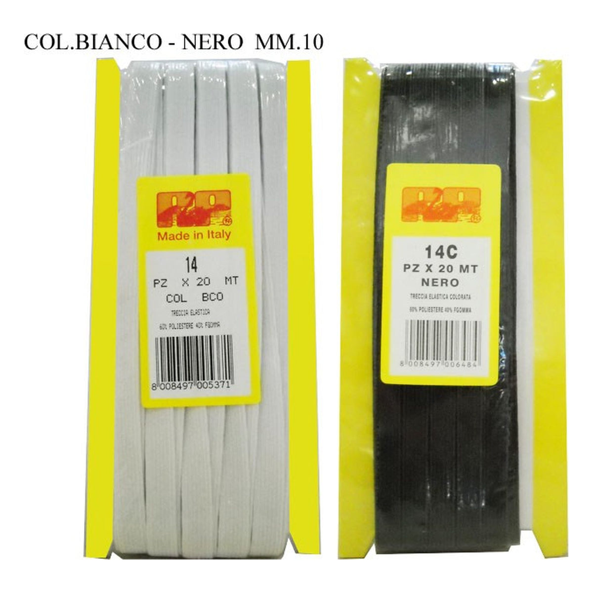 Elastico Treccia Bordata N°14 mm.8 pezze da mt.20 all'Ingrosso