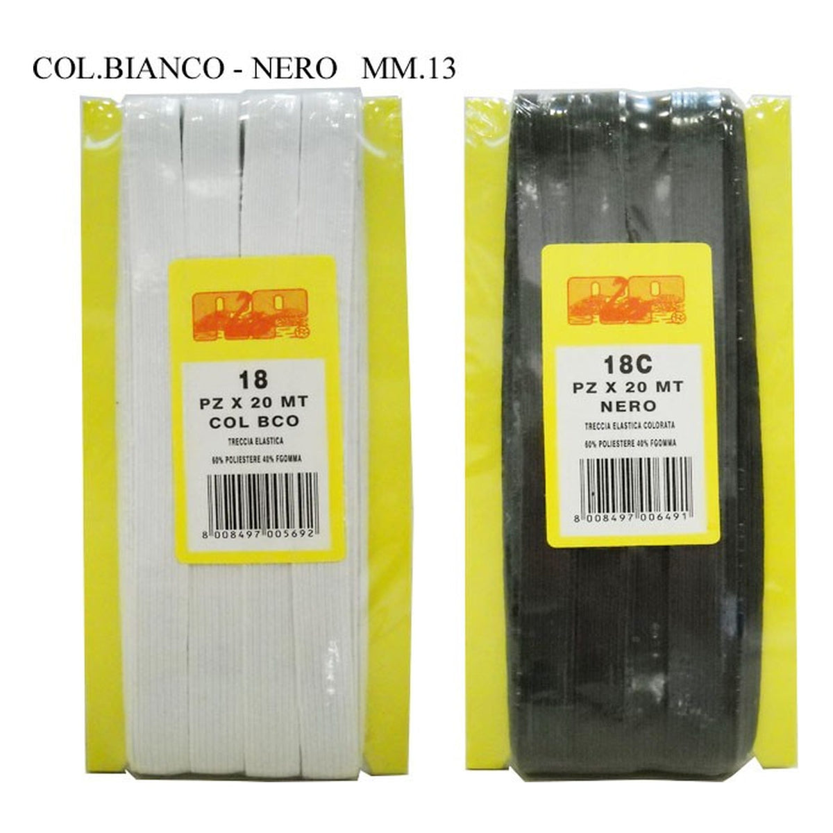 Elastico Treccia Bordata N°18 mm.13 pezze da mt.20 all'Ingrosso