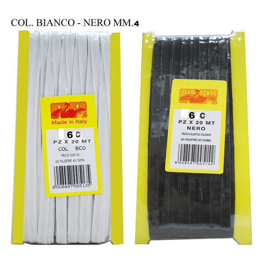 Elastico Treccia Bordata N°6 mm.4 pezze da mt.20 all'Ingrosso