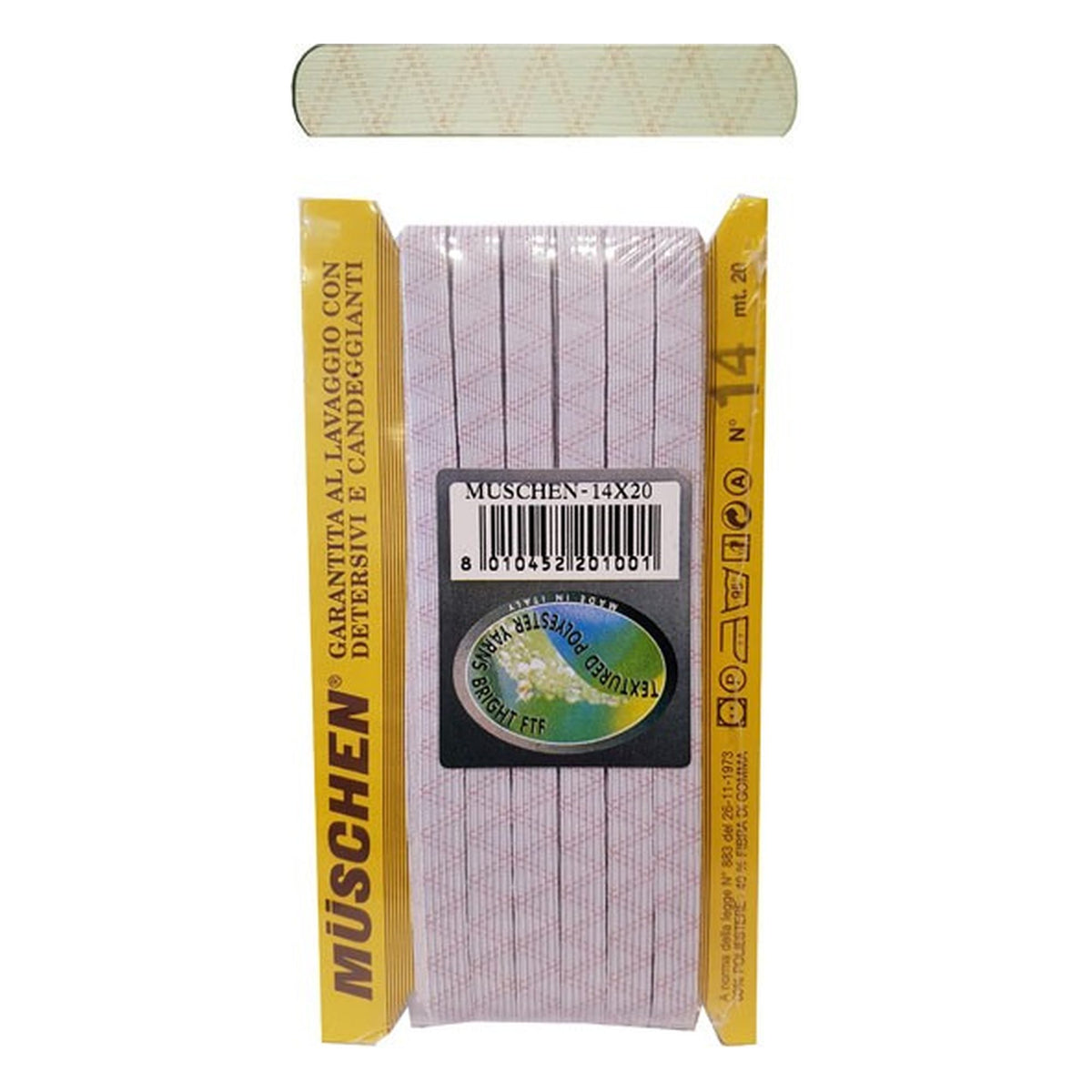 Elastico Treccia Muschen N°14 mm.9 pezze da metri 2 all'Ingrosso