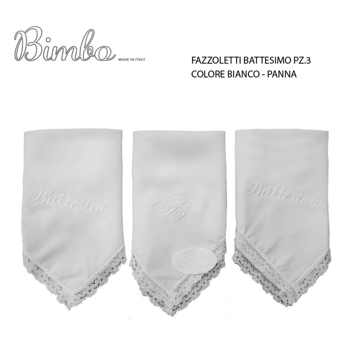Fazzoletti battesimo Bimbo Seta pz.3 all'Ingrosso