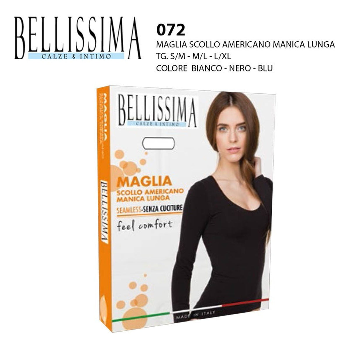 Maglia scollo americano manica lunga Bellissima art.072 all'Ingrosso