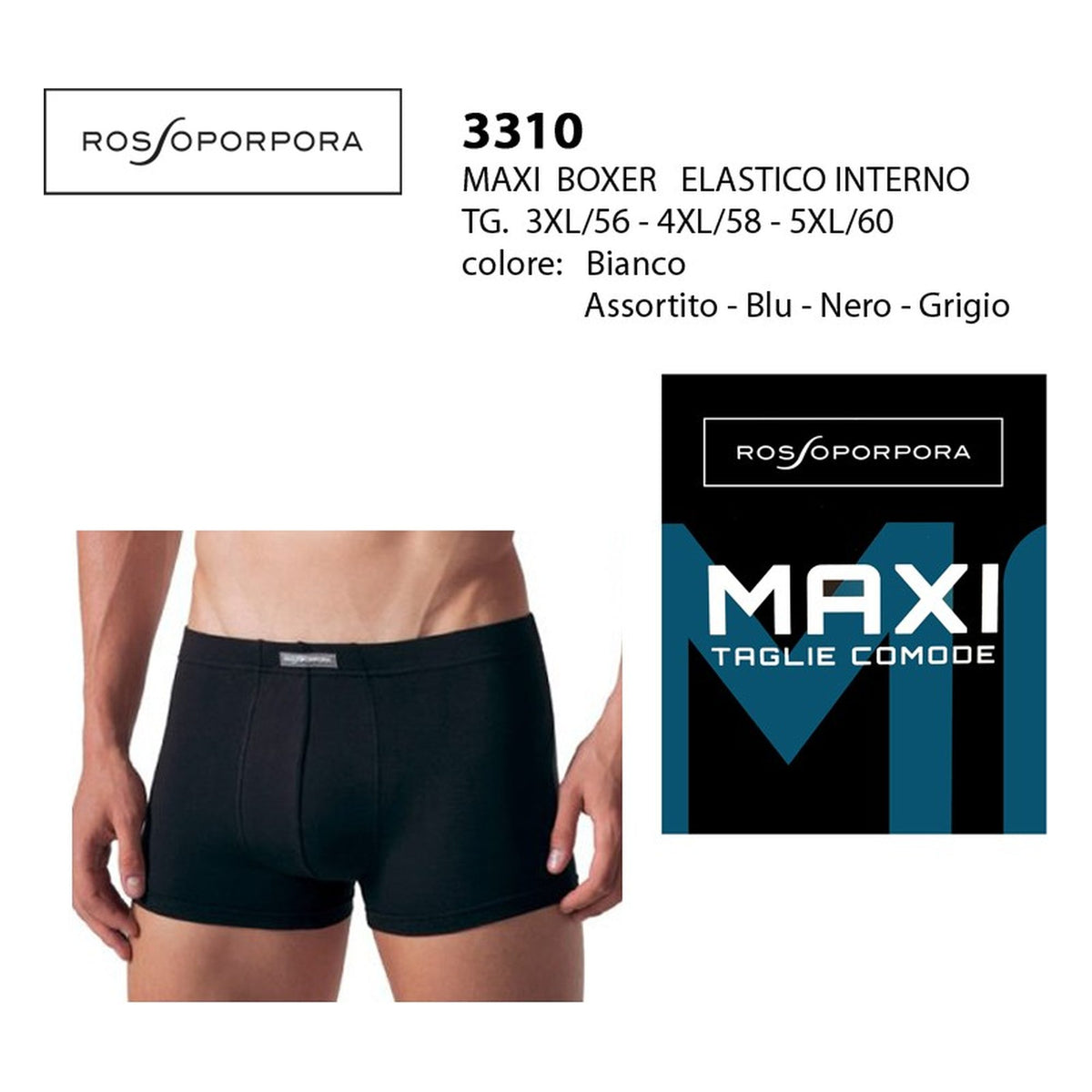 Maxi Boxer Rossoporpora art.3310 pz.3 all'Ingrosso