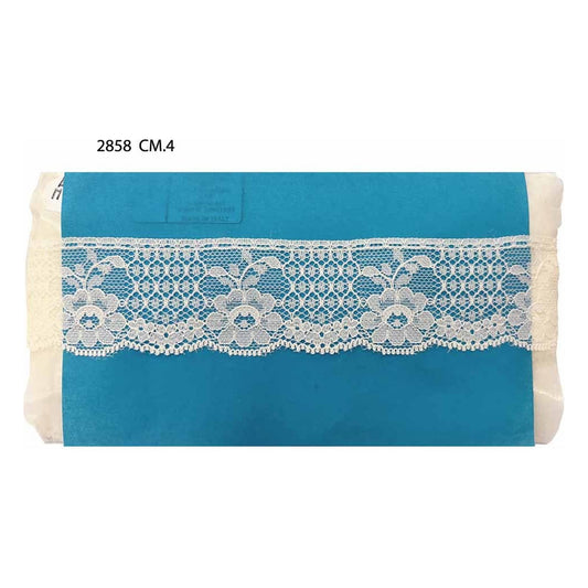 Merletto nylon 2858 mt.20 Bianco Panna Nero all'Ingrosso