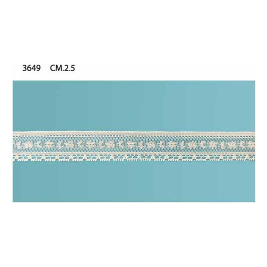 Merletto nylon 3649 mt.20 Panna Bianco Nero all'Ingrosso