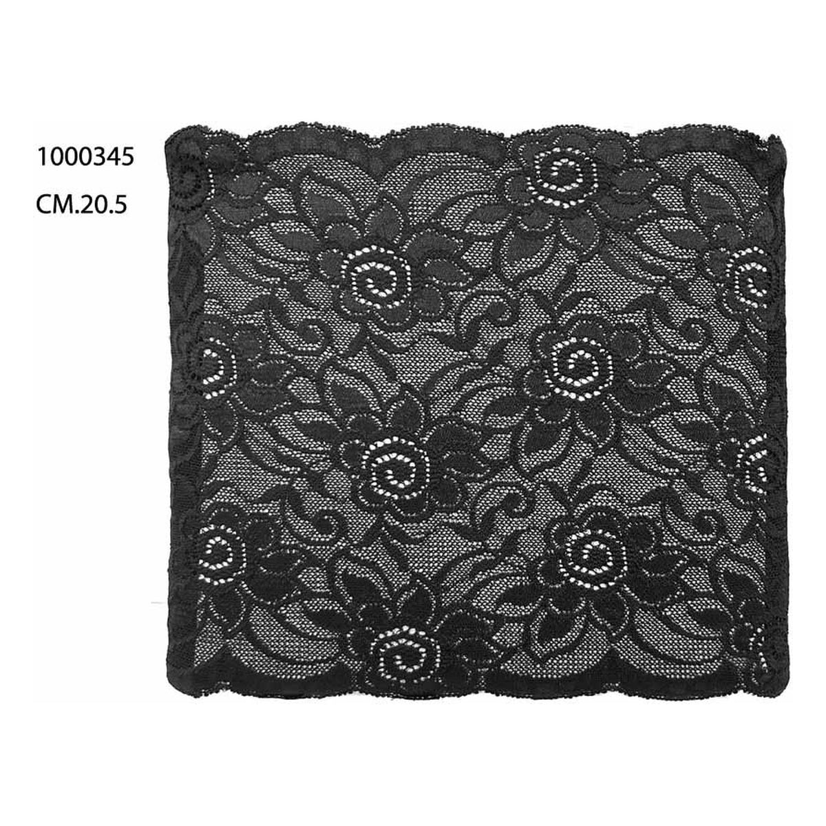 Merletto Nylon elastico 1000345 mt.20 Nero all'Ingrosso