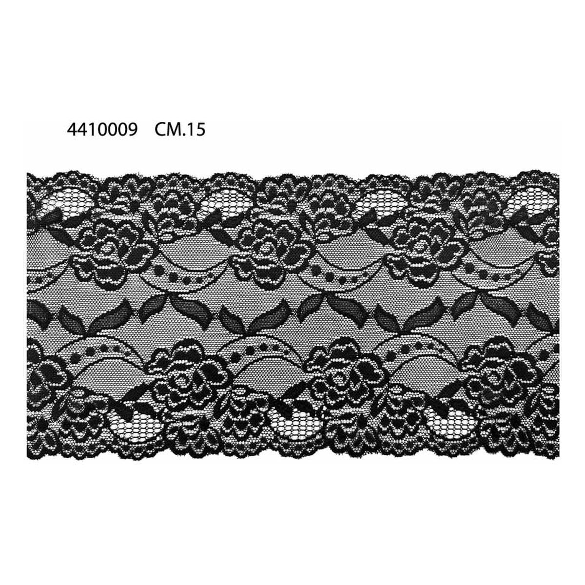 Merletto Nylon elastico 4410009 mt.20 Bianco - Nero - Colorato all'Ingrosso