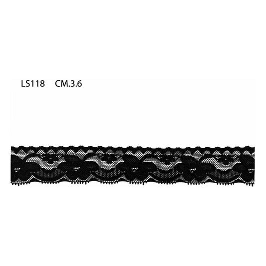Merletto Nylon elastico LS118 mt.20 Bianco - Nero - Blu all'Ingrosso