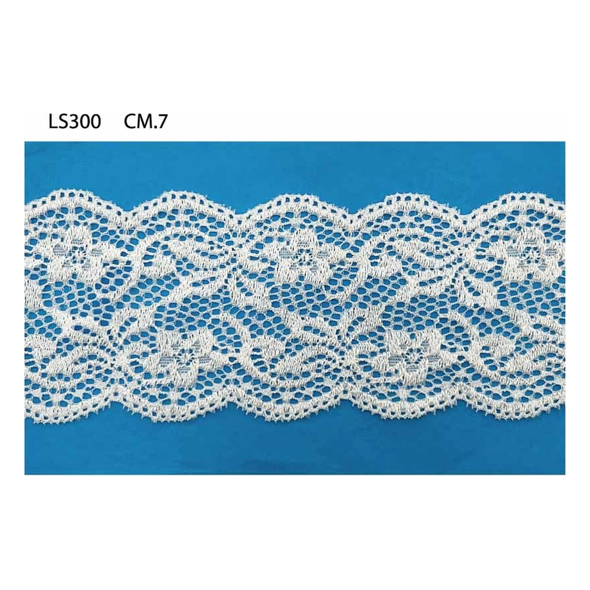 Merletto Nylon elastico LS300 mt.20 Bianco - Nero all'Ingrosso