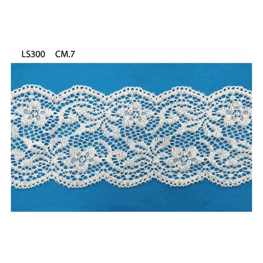 Merletto Nylon elastico LS300 mt.20 Bianco - Nero all'Ingrosso
