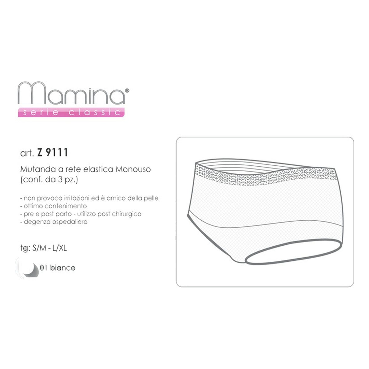 Mutanda a rete elastica Mamina art.z9111 all'Ingrosso