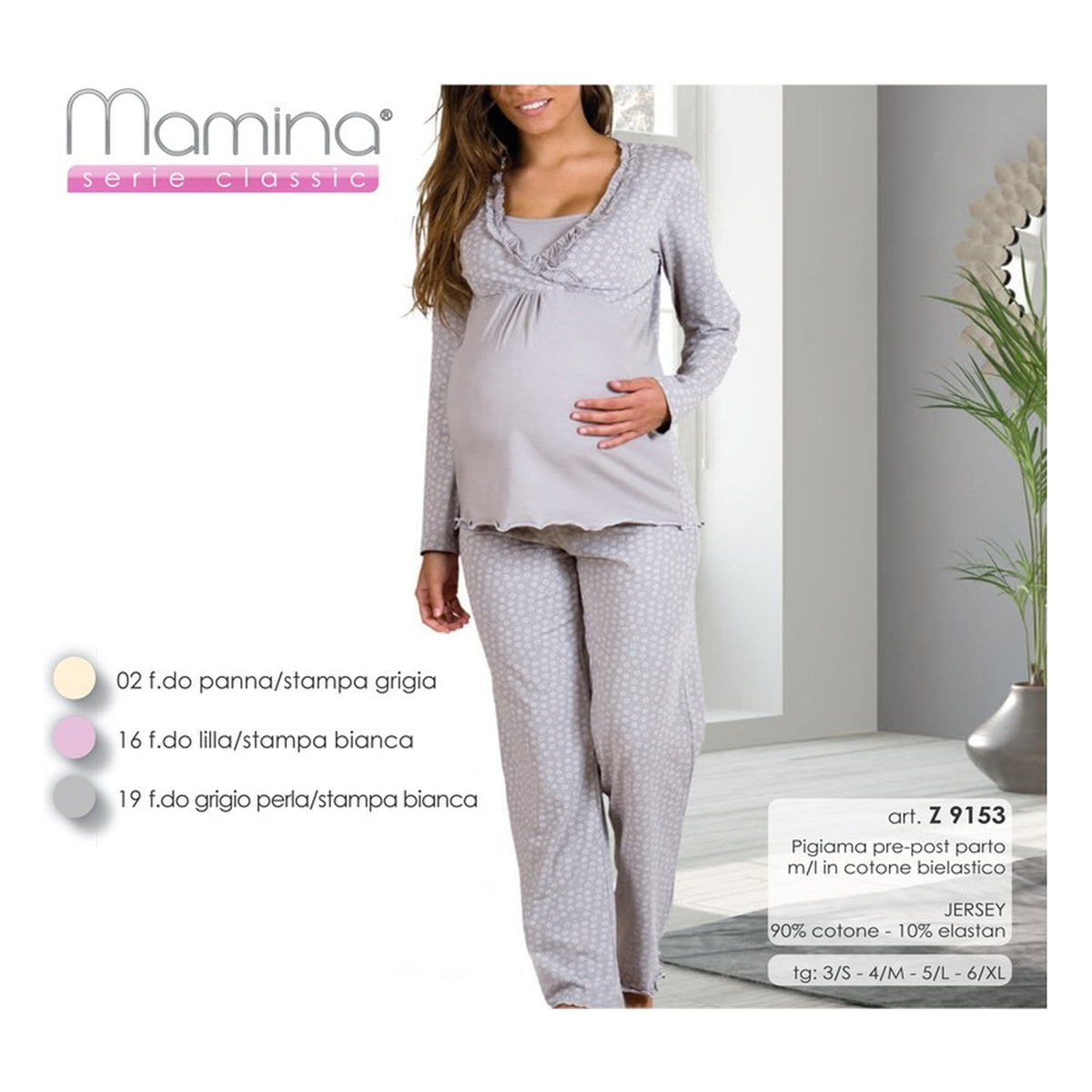 Pigiama pre-post parto Mamina art.z9153 all'Ingrosso