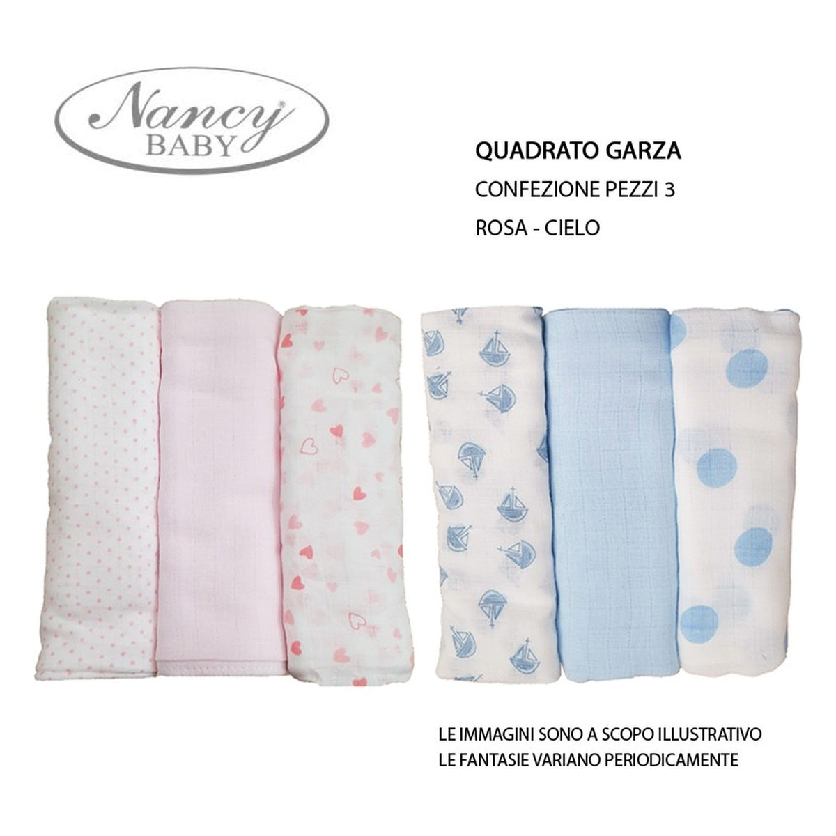 Quadrato Garza Nancy Baby art.502 pz.3 all'Ingrosso
