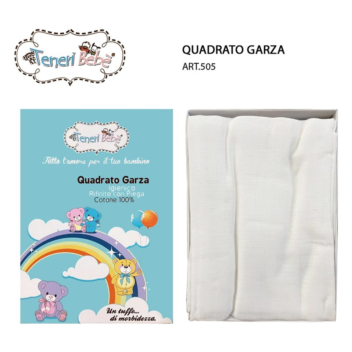 Quadrato Garza Teneri Bebè art.505 pz.6 all'Ingrosso