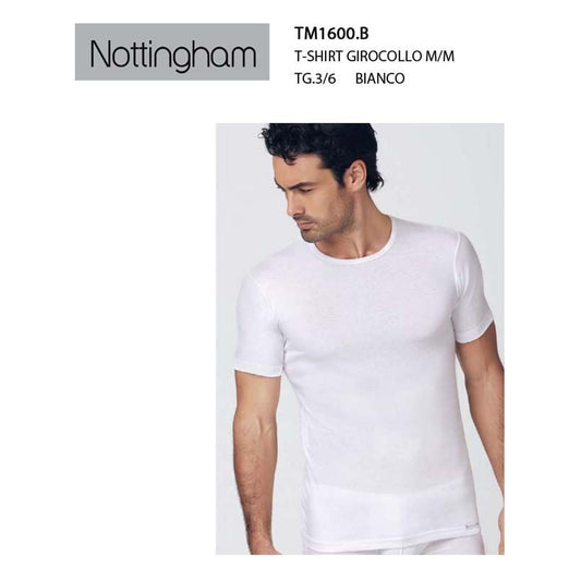T-shirt girocollo m/m Nottingham art.TM1600.B cotone bianco all'Ingrosso