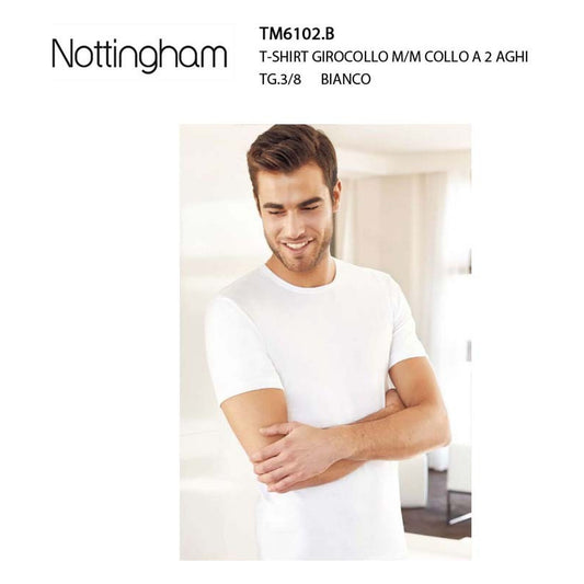 T-shirt girocollo m/m Nottingham art.TM6102.B Cotone Bianco all'Ingrosso