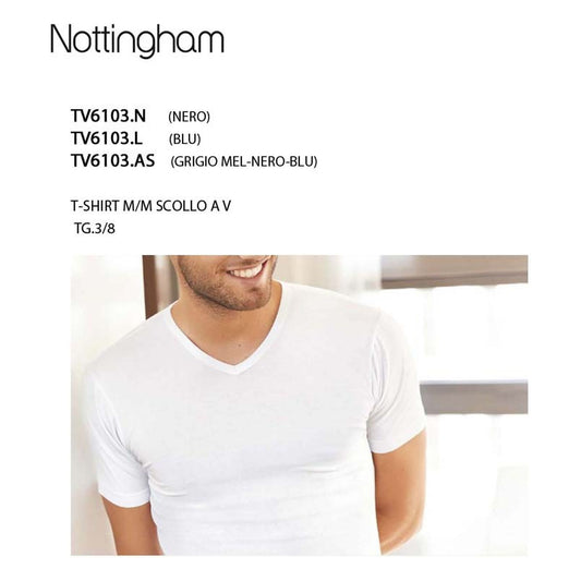 T-shirt m/m scollo a V Nottingham art.TV6103.C cotone colorato all'Ingrosso