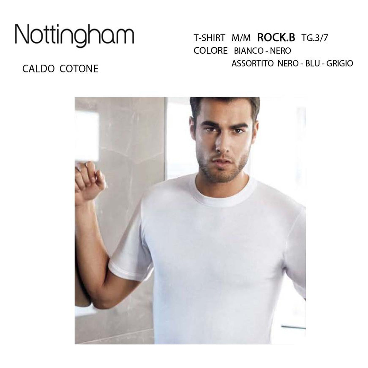 T-shirt uomo girocollo m/m Nottingham Rock caldo cotone all'Ingrosso
