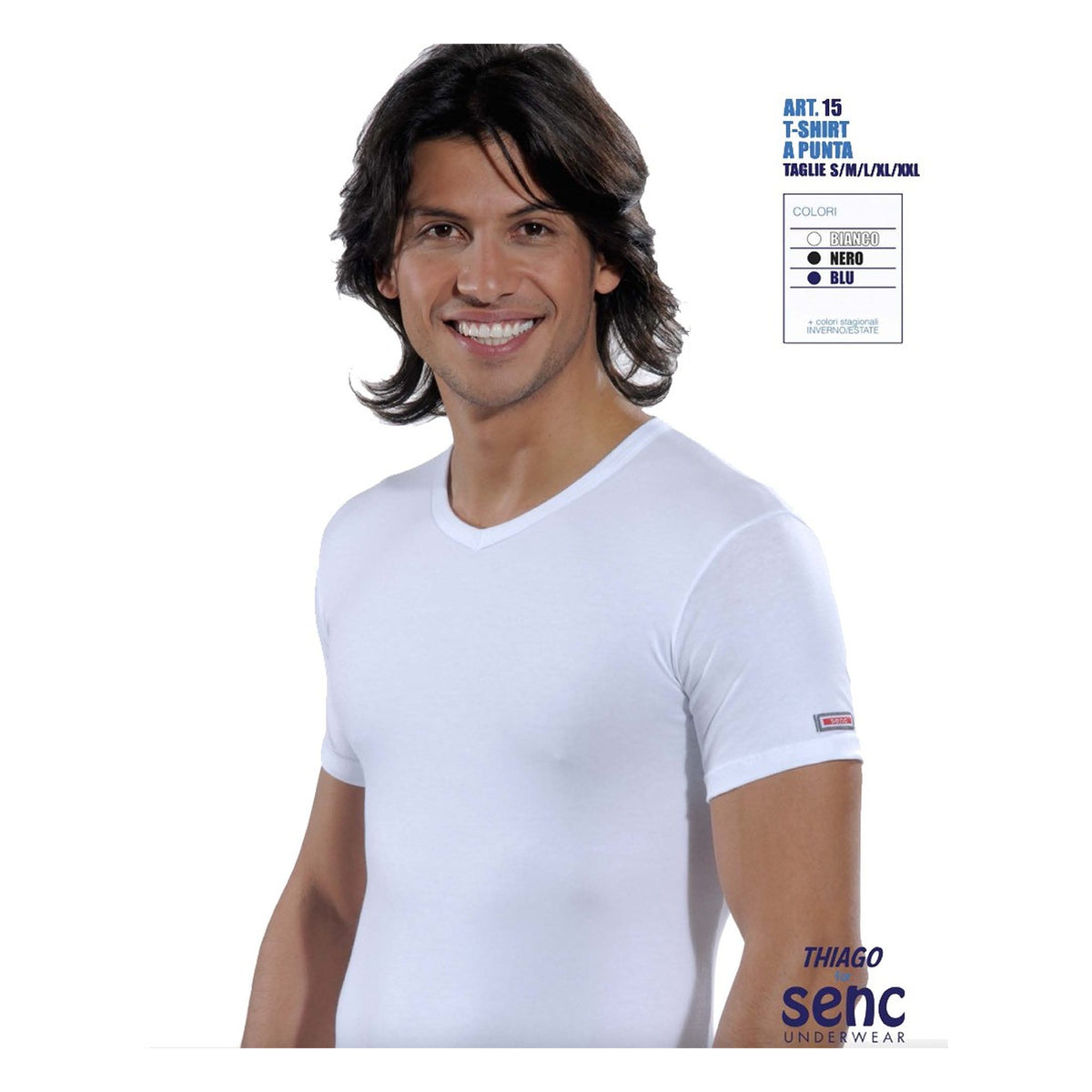 T-shirt uomo scollo V art.15 Senc all'Ingrosso