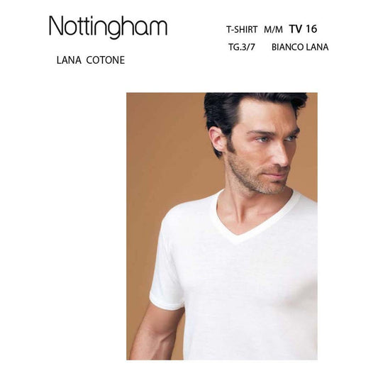T-shirt uomo scollo V m/m Nottingham art.TV16 lana cotone all'Ingrosso