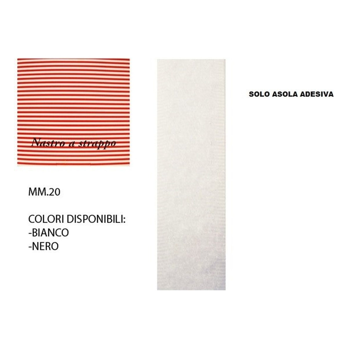 Velcro Adesivo asola mm.20 metri 50 all'Ingrosso