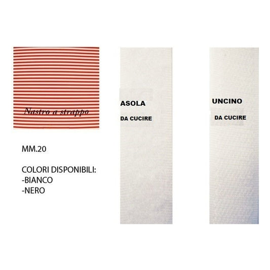 Velcro mm.20 Asola + Uncino metri 25 all'Ingrosso