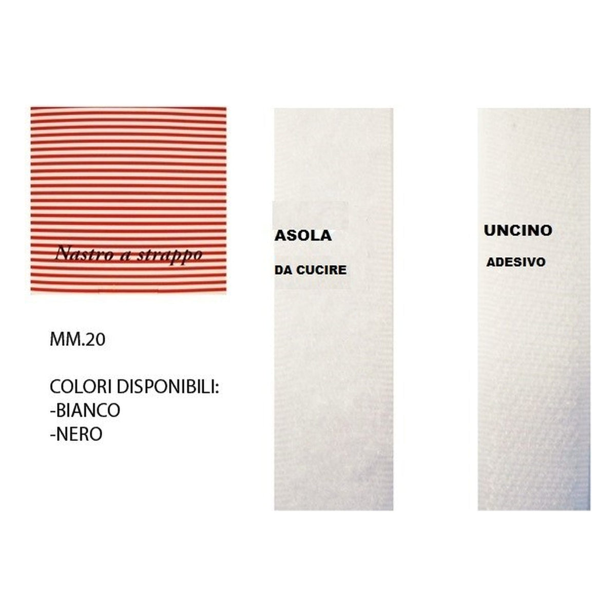 Velcro mm.20 Asola+Uncino mt.25 all'Ingrosso