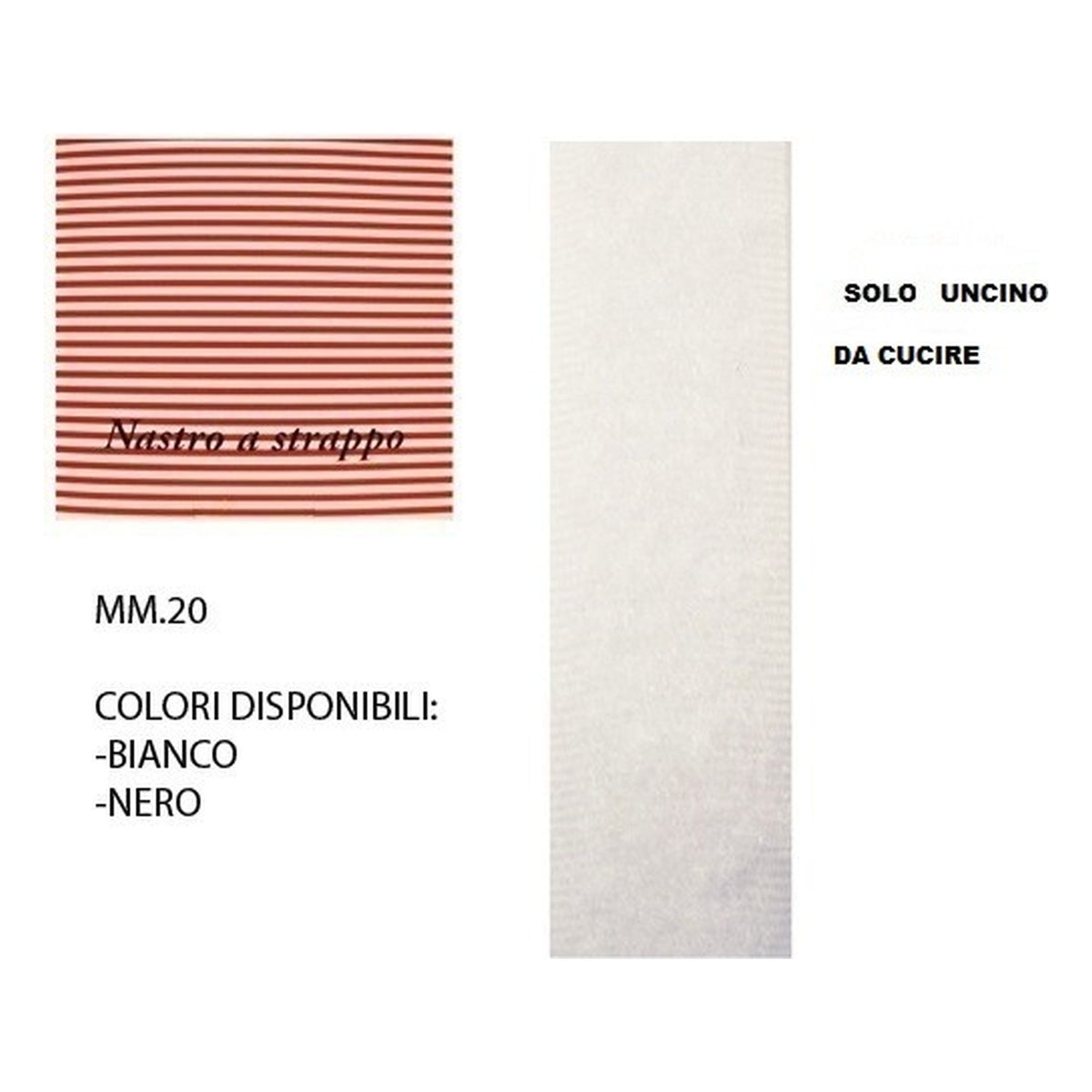 Velcro non Adesivo mm.20 metri 50 all'Ingrosso